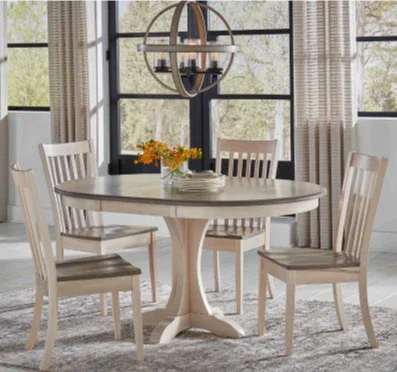 Mary Pedestal & Alex Chair Dining Set - Woodcraft Furniture