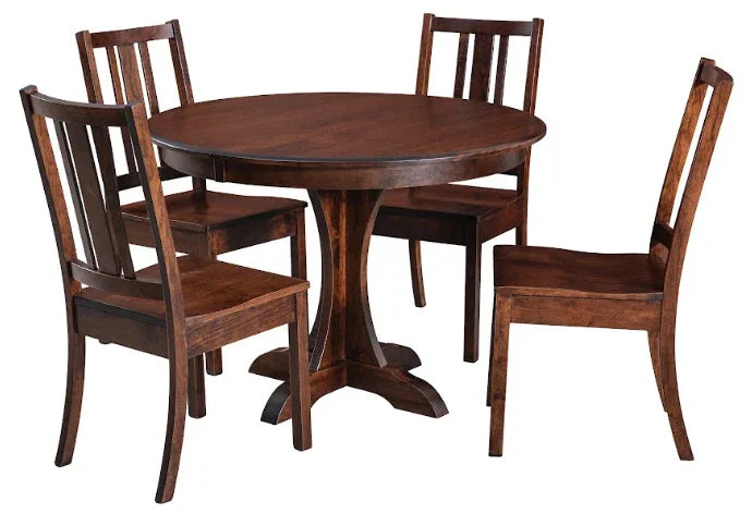 Mary Pedestal Table & Bradley Chair Dining Set - Woodcraft Furniture