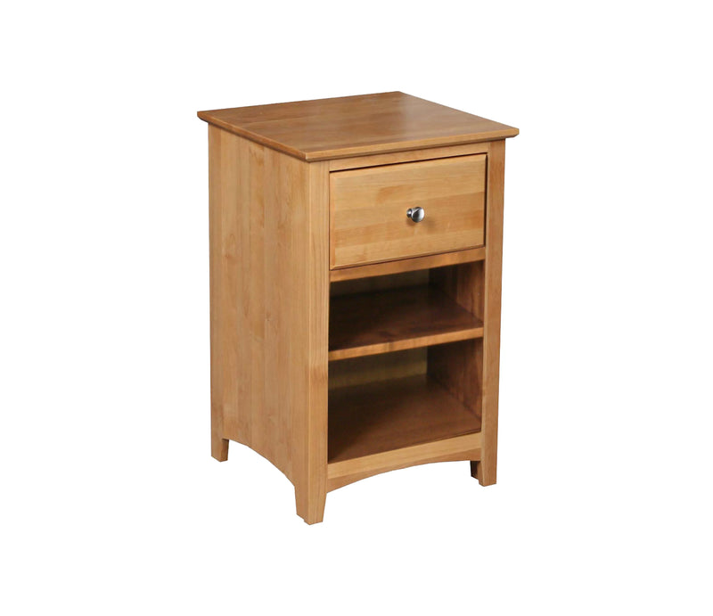 Alder Shaker 1 Drawer Nightstand - Woodcraft Furniture