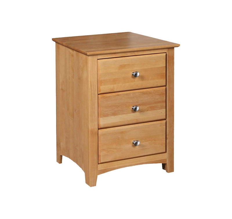 Alder Shaker 3 Drawer Wide Nightstand - Woodcraft Furniture