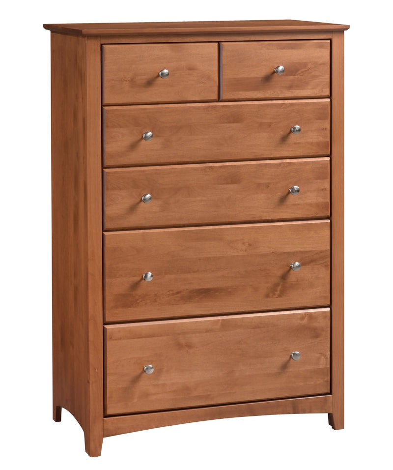 Alder Shaker Wide 6 Drawer Chest - Woodcraft Furniture