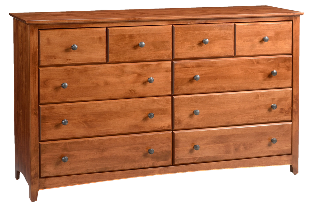 Alder Shaker 10 Drawer Dresser - Woodcraft Furniture