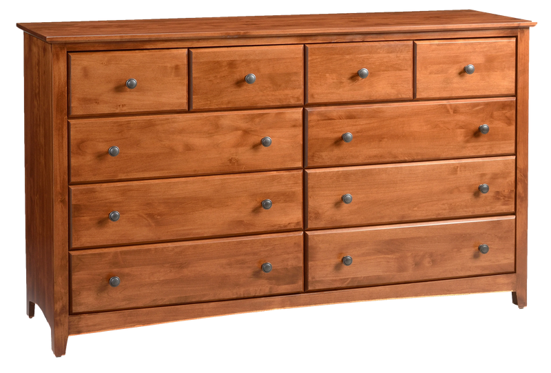 Alder Shaker 10 Drawer Dresser - Woodcraft Furniture