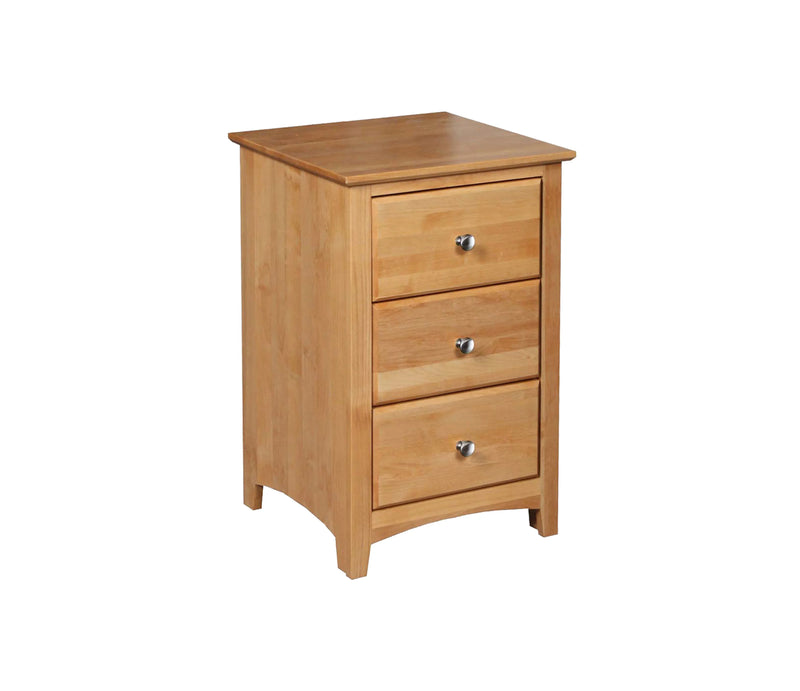 Alder Shaker 3 Drawer Nightstand - Woodcraft Furniture