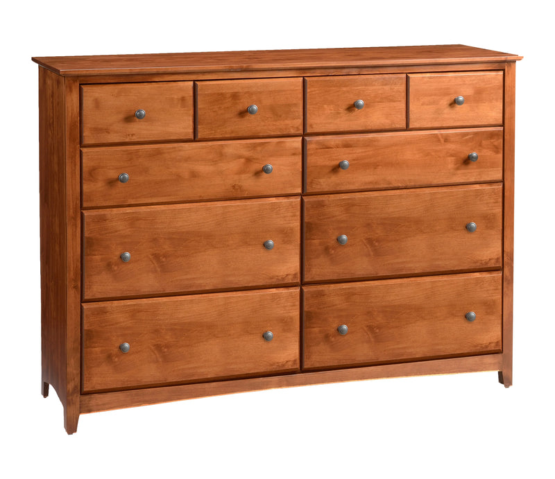 Alder Shaker 10 Drawer Tall Dresser - Woodcraft Furniture