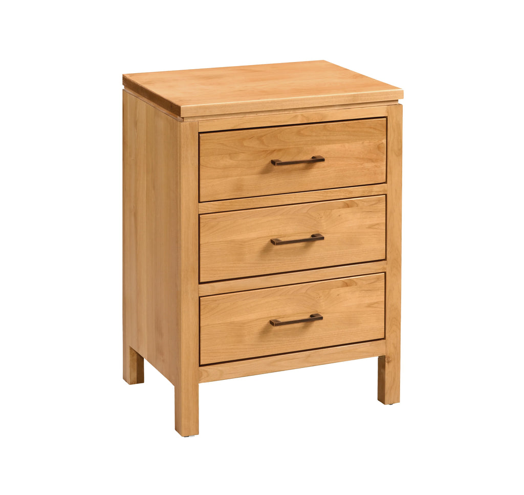 2 West 3 Drawer Wide Nightstand - Woodcraft Furniture