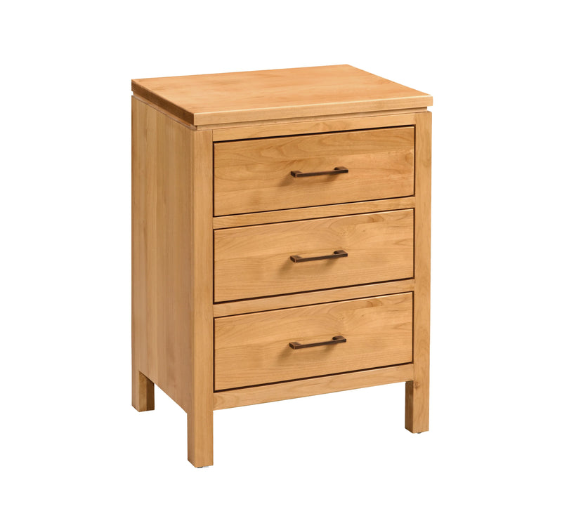 2 West 3 Drawer Wide Nightstand - Woodcraft Furniture