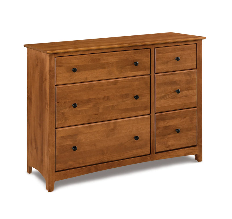Alder Shaker Generations 6 Drawer Combo Dresser - Woodcraft Furniture