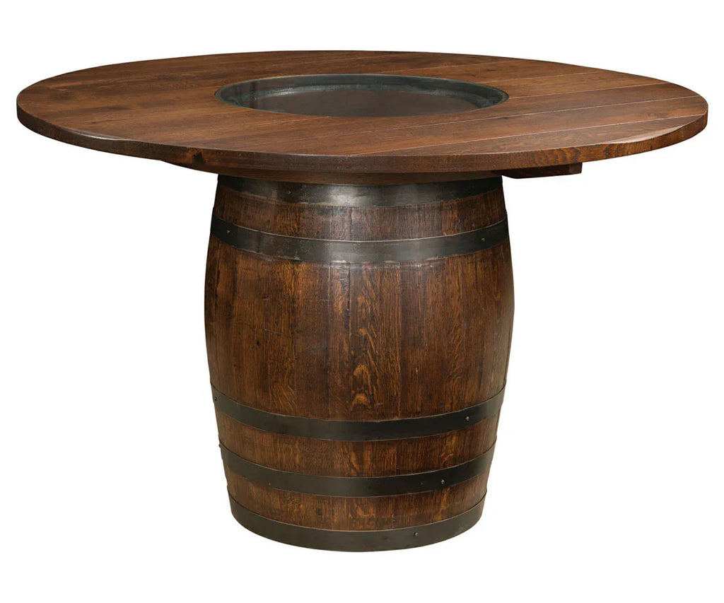 Deluxe Whiskey Barrel Pub Table - Woodcraft Furniture