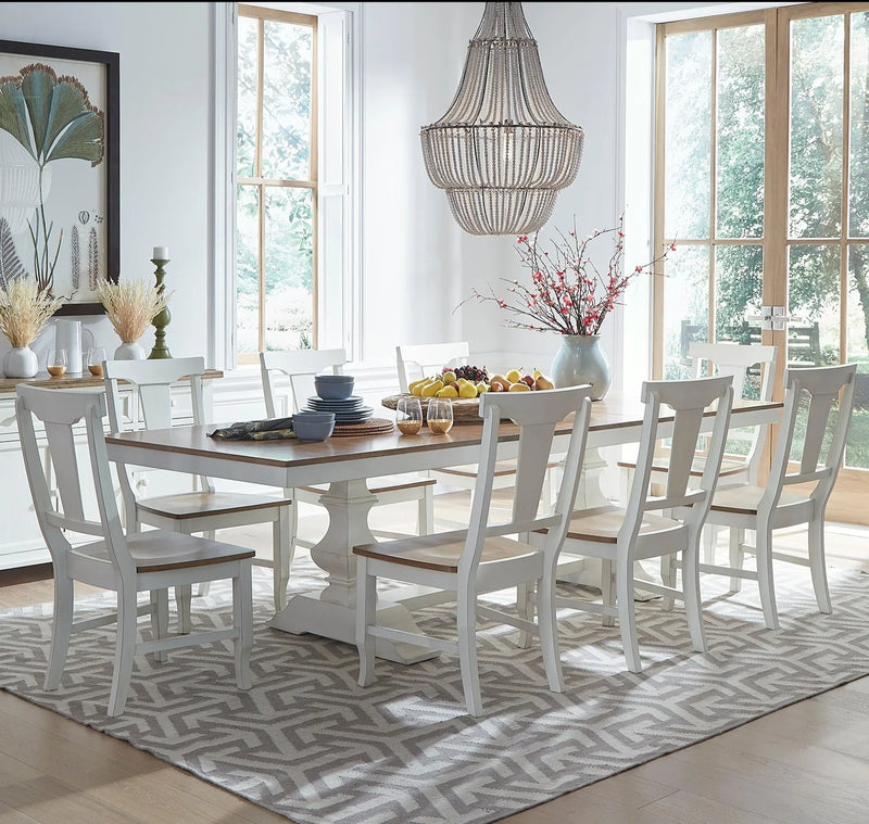 Vista Banks Trestle Table Set - Woodcraft Furniture