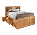 Alder Bookcase Headboard 6 Drawer Chest Bed - Woodcraft Furniture