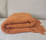 Knit Textured 50"x60" Throw Blanket with Fringe