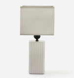 Wht Ceramic Sq Lamp w/Shade