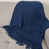 Knit Textured 50"x60" Throw Blanket with Fringe