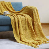 Yellow Chunky Knit Throw Blanket, Soft and Cozy 50x60 Inch