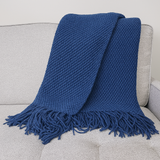 Knit Textured 50"x60" Throw Blanket with Fringe