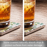 Greenery 4-Pack Stone Coasters in Wooden Holder