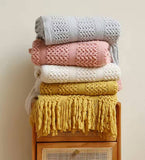 Yellow Chunky Knit Throw Blanket, Soft and Cozy 50x60 Inch