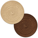 "Natural Basket Weave" Round Reversible Plastic Placemat