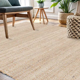 · REDEARTH · Jute Cotton Area Rug - 8'x10' Rectangular Rug, Sustainable Handwoven, Non-Shedding, Soft & Durable – Reversible, Neutral Tones for Home Décor in Living Room, Dining Room, Bedroom