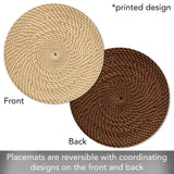 "Natural Basket Weave" Round Reversible Plastic Placemat