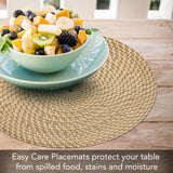 "Natural Basket Weave" Round Reversible Plastic Placemat