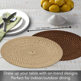 "Natural Basket Weave" Round Reversible Plastic Placemat