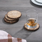 "White Flower Stems" Single Mango Wood Bark Edged Coasters