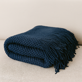 Knit Textured 50"x60" Throw Blanket with Fringe