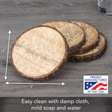 "White Flower Stems" Single Mango Wood Bark Edged Coasters