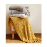 Yellow Chunky Knit Throw Blanket, Soft and Cozy 50x60 Inch