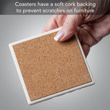 Greenery 4-Pack Stone Coasters in Wooden Holder