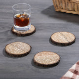 "White Flower Stems" Single Mango Wood Bark Edged Coasters