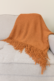 Knit Textured 50"x60" Throw Blanket with Fringe