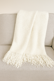 Knit Textured 50"x60" Throw Blanket with Fringe