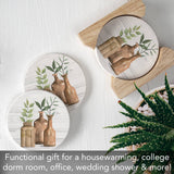 Nature's Greenery Round Stone Coasters w/Wooden Holder
