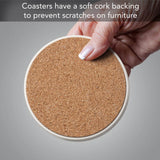 Nature's Greenery Round Stone Coasters w/Wooden Holder