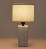 Wht Ceramic Sq Lamp w/Shade