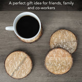 "White Flower Stems" Single Mango Wood Bark Edged Coasters