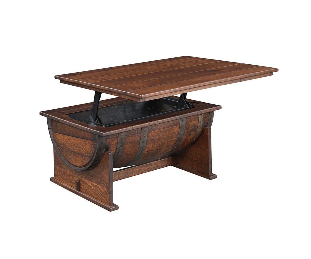 Deluxe Whiskey Barrel Lift-top Coffee Table